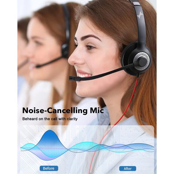 USB Headset with Mic for PC,On-Ear Computer Laptop Headphones with Noise Cancelling Microphone in-line Control for Home Office Online Class