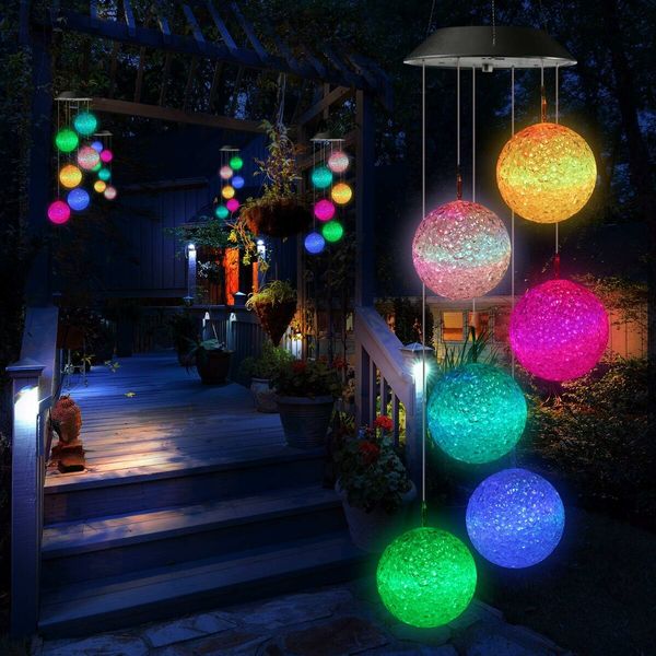 Solar Wind Chime, Color Changing Ball Wind Chimes for Garden, Patio