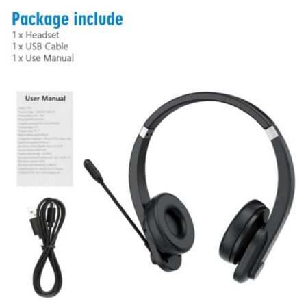 Wireless Bluetooth Offic Headset Noise Cancelling Mic Headphone For PC Laptop Phone
