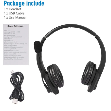Wireless Bluetooth Offic Headset Noise Cancelling Mic Headphone For PC Laptop Phone