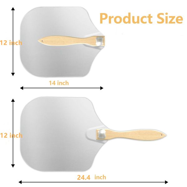 Aluminum Metal Pizza Peel with Foldable Wooden Handle 12x14 Inch Pizza Spatula for Oven,Baking Homemade Pizza Bread