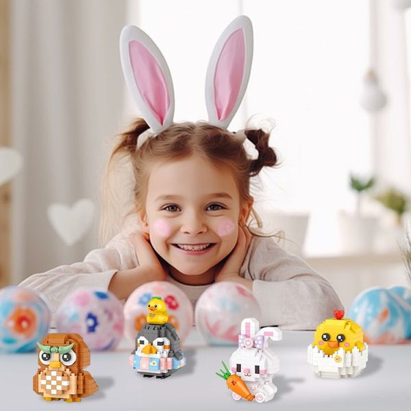 4 Pack Easter Building Block Toys for Kids Boys Girls Teens Easter Basket Stuffers Gifts