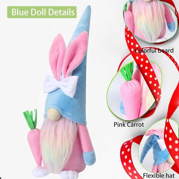 2 PCS 21*14*10cm Easter Decor Bunny Handmade Decorations Doll Rabbit Gifts,Household Ornaments,boys Easter Boys Easter Gifts Easter Gifts For Kids