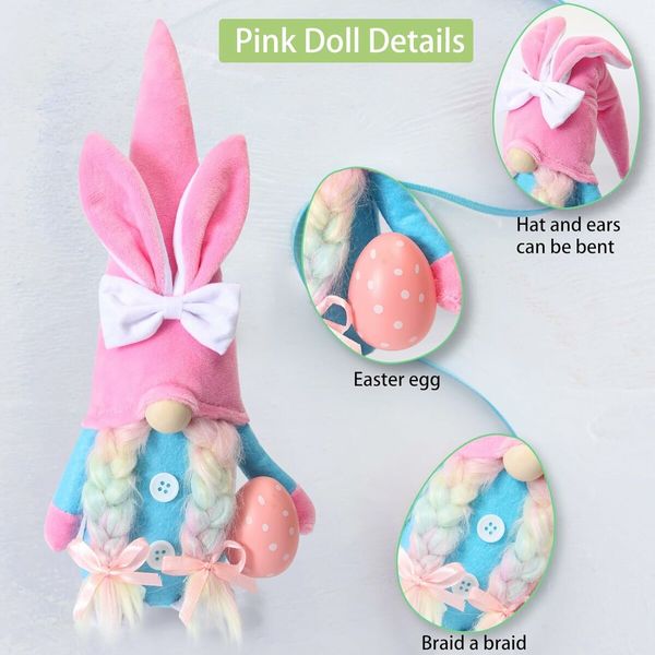2 PCS 21*14*10cm Easter Decor Bunny Handmade Decorations Doll Rabbit Gifts,Household Ornaments,boys Easter Boys Easter Gifts Easter Gifts For Kids