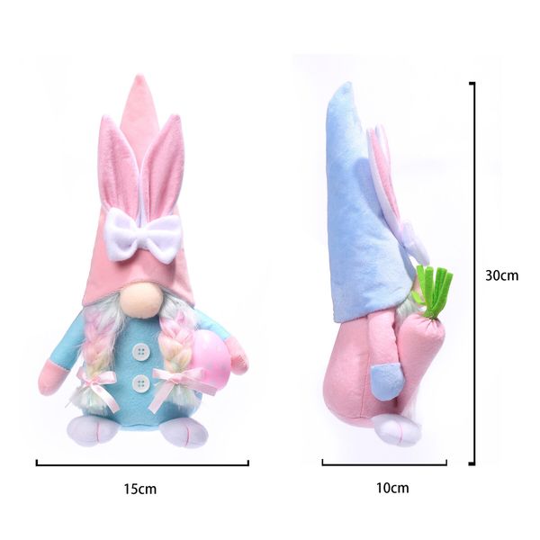 2 PCS 21*14*10cm Easter Decor Bunny Handmade Decorations Doll Rabbit Gifts,Household Ornaments,boys Easter Boys Easter Gifts Easter Gifts For Kids