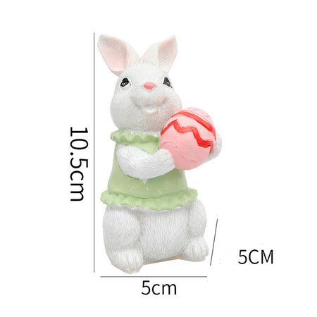 2 Pcs Resin Rabbit Ornament Craft Bunny Figurines Easter Miniature Models Decor (5*5*10 CM)