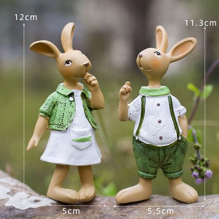 Rabbit Ornament Decor Resin Crafts Outdoor Statues Bunny Model Easter Decoration