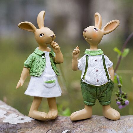 Rabbit Ornament Decor Resin Crafts Outdoor Statues Bunny Model Easter Decoration