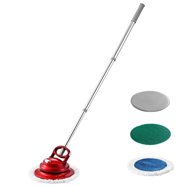 4 in 1 Floor Spin Mop Cordless Electric Spinning Cleaner Scrubber Polisher Sweeper Waxer Washer Cleaning Machine with Pad for Tile Wood Marble