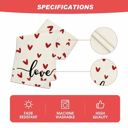 White Love Valentines Day Table Runner,Seasonal Anniversary Kitchen Dining Table Decoration for Indoor Home Party 13x72 Inch