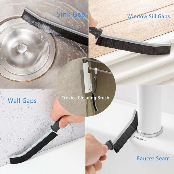 3Pcs Crevice Cleaning Brush, Crevice Grout Brush for Bathroom Kitchens Gap