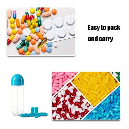 2 in 1 Pill Box Cup 7 Days Planner   Drinking Cup  Pill Organizer Water Bottle 600 ML Detachable Water Bottle with Medicine Box for Family Travel Work