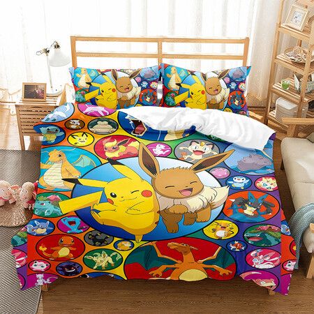 3 Piece 180*200cm Anime Bedding Set 1 Duvet Cover 2 Pillowcases Ultra Soft Comfortable Bed Set Cover for Kids Boys Teens Gifts