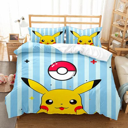 3 Piece 180*200cm Anime Bedding Set 1 Duvet Cover 2 Pillowcases Ultra Soft Comfortable Bed Set Cover for Kids Boys Teens Gifts