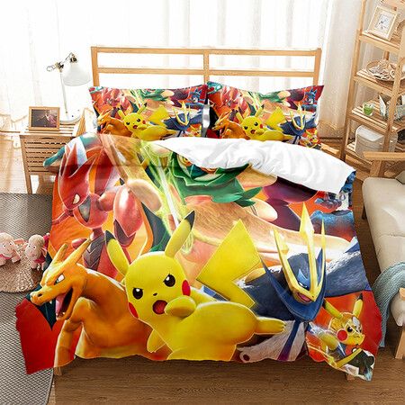 3 Piece 180*200cm Anime Bedding Set 1 Duvet Cover 2 Pillowcases Ultra Soft Comfortable Bed Set Cover for Kids Boys Teens Gifts