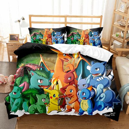 3 Piece 180*200cm Anime Bedding Set 1 Duvet Cover 2 Pillowcases Ultra Soft Comfortable Bed Set Cover for Kids Boys Teens Gifts