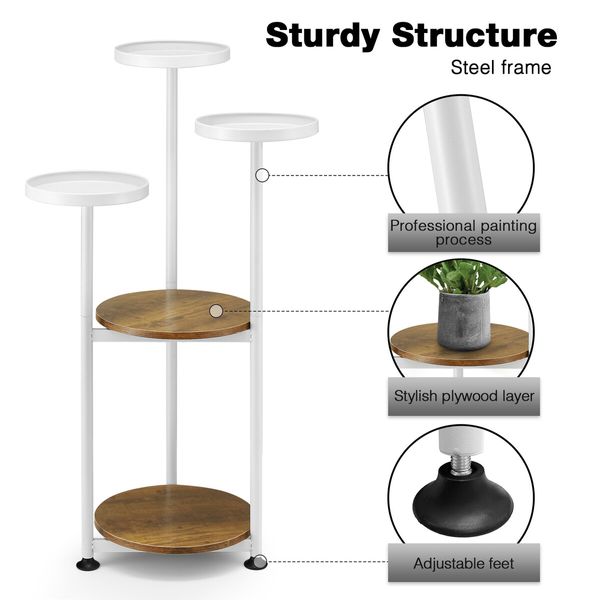 5 Tier Plant Pot Stand Metal Corner Flower Holder Shelf Display Unit Indoor Outdoor Shelves Garden Rack