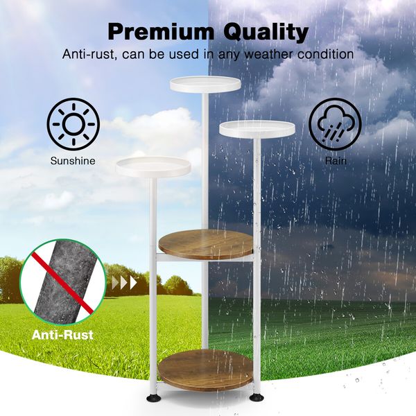 5 Tier Plant Pot Stand Metal Corner Flower Holder Shelf Display Unit Indoor Outdoor Shelves Garden Rack