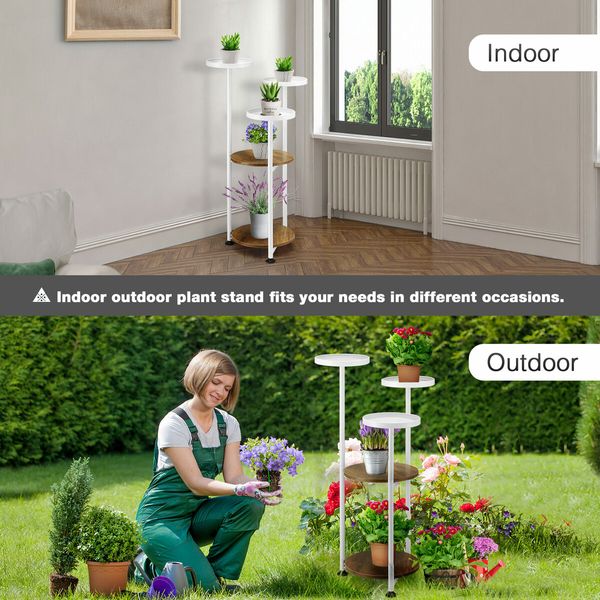 5 Tier Plant Pot Stand Metal Corner Flower Holder Shelf Display Unit Indoor Outdoor Shelves Garden Rack