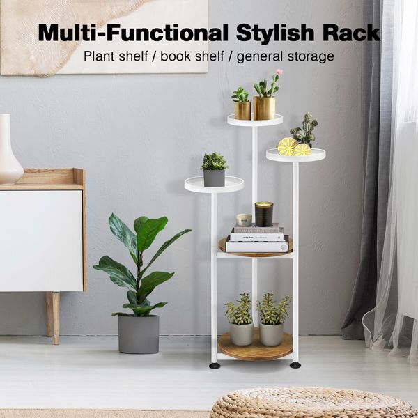 5 Tier Plant Pot Stand Metal Corner Flower Holder Shelf Display Unit Indoor Outdoor Shelves Garden Rack
