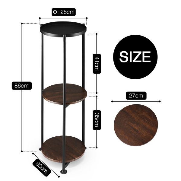 3 Tier Plant Pot Stand Metal Flower Holder Corner Shelf Unit Indoor Outdoor Display Shelves Garden Plywood Storage Rack