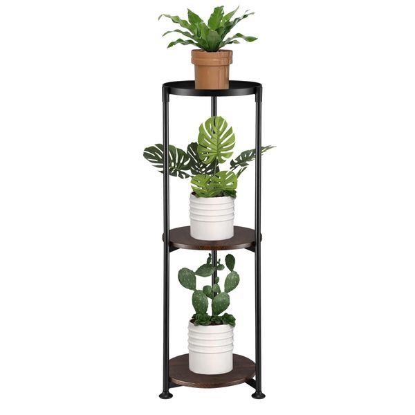 3 Tier Plant Pot Stand Metal Flower Holder Corner Shelf Unit Indoor Outdoor Display Shelves Garden Plywood Storage Rack