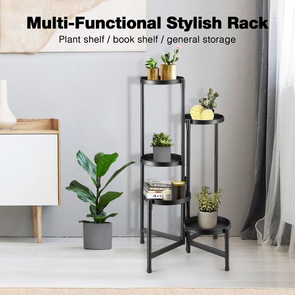 5 Tier Plant Pot Stand Metal Foldable Flower Holder Corner Shelf Display Unit Indoor Outdoor Garden Shelves Storage Rack