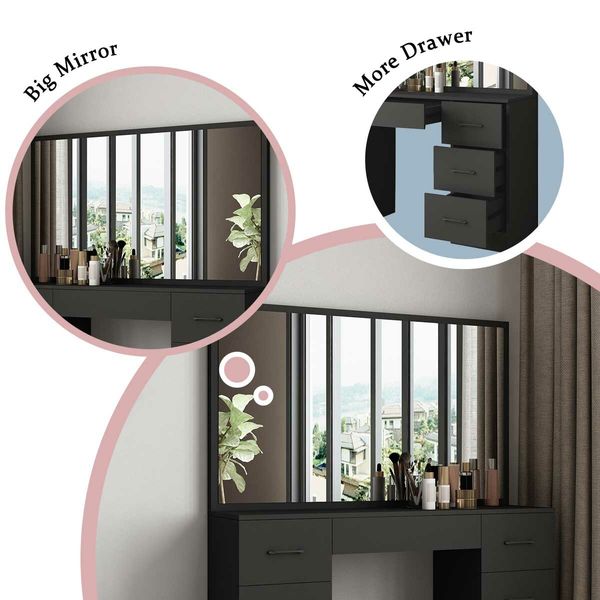 Dressing Table Set with Mirror Makeup Dresser Vanity Modern Home Furniture