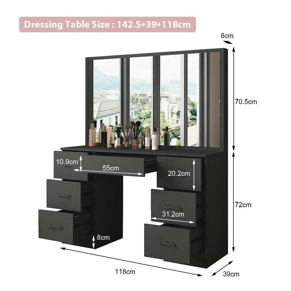 Dressing Table Set with Mirror Makeup Dresser Vanity Modern Home Furniture