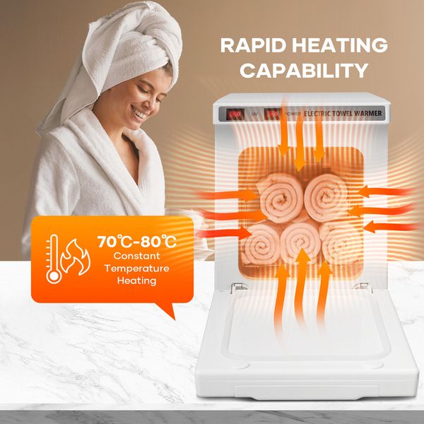 UV Hot Towel Warmer 5L Electric Heater Dryer Cabinet Stainless Steel Sterilliser for Facials Barber Salon Nail Club Home