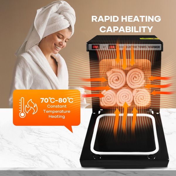 Hot Towel Warmer 5L UV Sterilliser Cabinet Electric Heater Dryer Stainless Steel for Spa Facials Barber Salon Beauty Shop