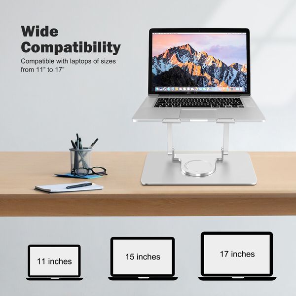 Laptop Holder Stand 360 Degree Swivel Notebook Riser Computer Monitor Foldable Ergonomic PC Station for 11 to 17 Inch Screen