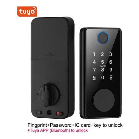 Intelligent Lock Smart Deadbolt Locks Of Tuya Bluetooth App Biometric Fingerprint Password Keyless Entry Front Door Lock