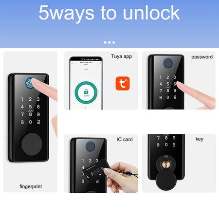 Intelligent Lock Smart Deadbolt Locks Of Tuya Bluetooth App Biometric Fingerprint Password Keyless Entry Front Door Lock