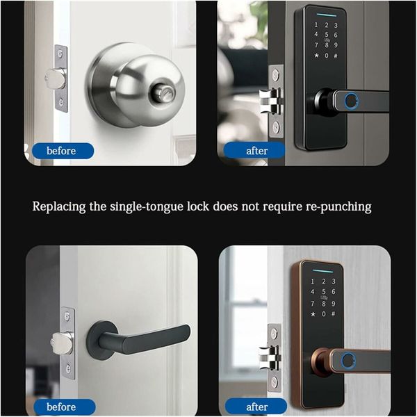 Tuya Electronic Smart Door Lock with Biometric Fingerprint, Smart Card, Password, Key Unlock, USB Emergency Charging