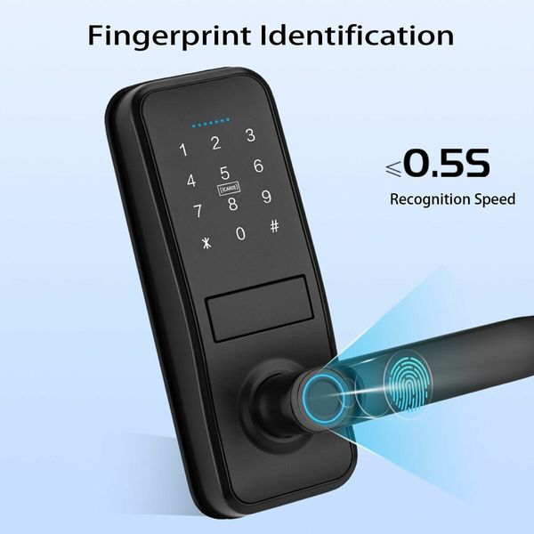 Fingerprint Door Lock with 2 Lever Handles, Keyless Entry Door Lock with Keypad, Easy Installation