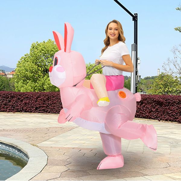 Inflatable Costumes for Easter Dressed Ball Costume Cute Riding Rabbits Cosplay New Year Christmas Party Carnival Suit For 120-140cm