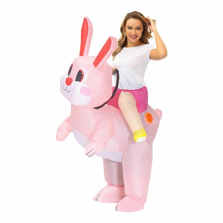 Inflatable Costumes for Easter Dressed Ball Costume Cute Riding Rabbits Cosplay New Year Christmas Party Carnival Suit For 120-140cm