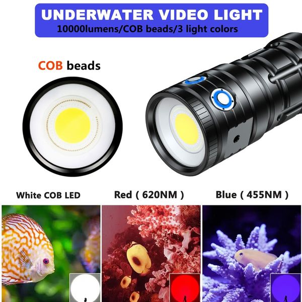 Dive Light for Underwater Photography  Diving Flashlight Waterproof Underwater Video Light