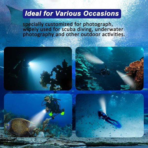 Dive Light for Underwater Photography  Diving Flashlight Waterproof Underwater Video Light