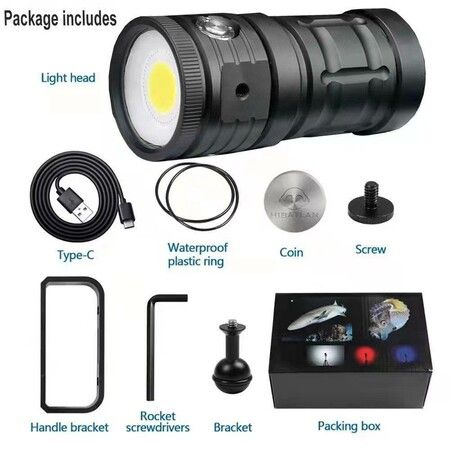 Dive Light for Underwater Photography  Diving Flashlight Waterproof Underwater Video Light