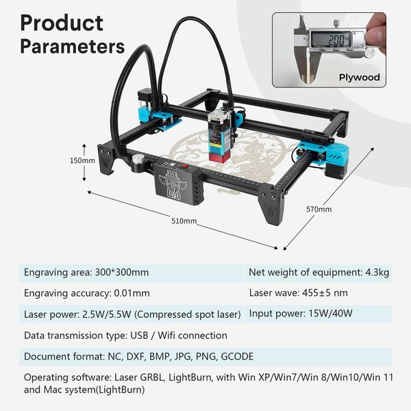 Laser Engraving Cutter Cutting Machine For Wood Leather Aluminum Acrylic Paper Plywood DIY 20w High Accuracy Online Off-line Connect