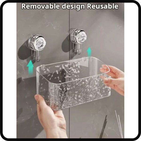 Suction Cup Shelf  Suction Cup Wall Mounted Shower Storage Rack for Bathroom, No Drilling, Large Capacity (Grey,L double layer)