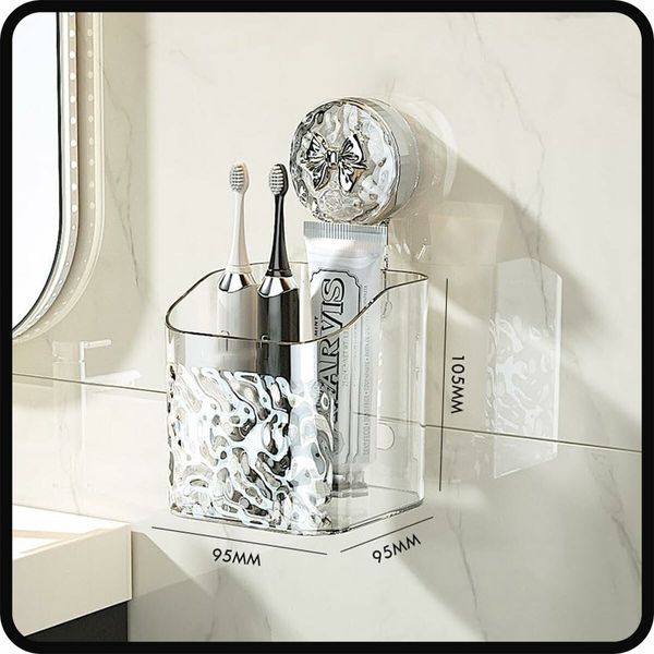 Suction Cup Shelf  Suction Cup Wall Mounted Shower Storage Rack for Bathroom, No Drilling, Large Capacity (Transparent,L)