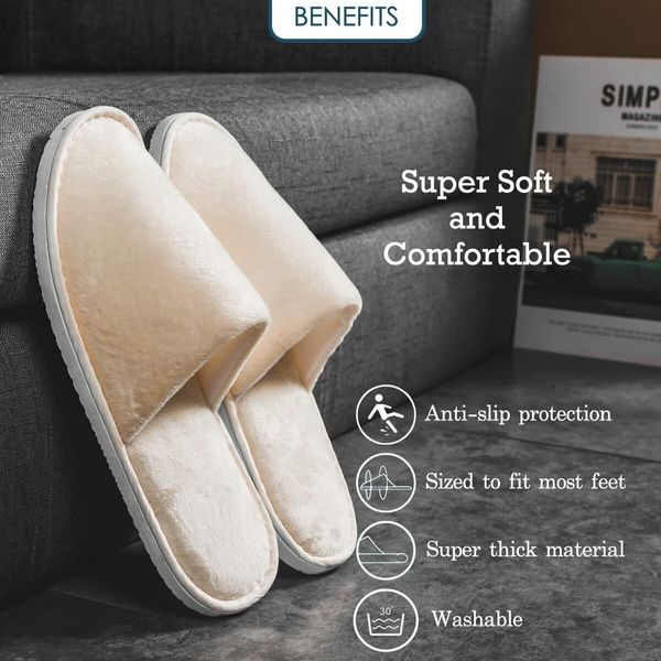 6 Pairs Spa Slippers,Non Slip Disposable Slippers For Guest,Washable Reusable,Which Can Be Used As Women Men,House,Indoor,Bathroom,Bedroom,Hotel,Bride Slippers