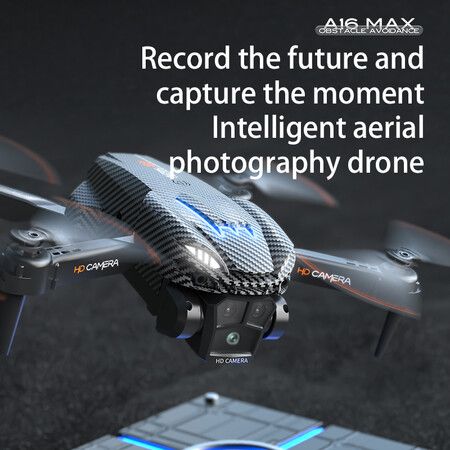 HD Triple Cameras Drone with Wind Resistance Headless Mode Gesture Control FPV Drone RC Drone for Beginners Quadcopter  Color Carbon Fiber