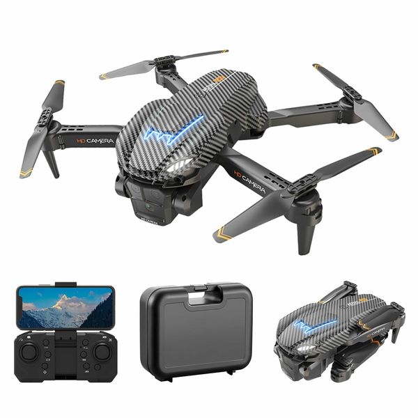 HD Triple Cameras Drone with Wind Resistance Headless Mode Gesture Control FPV Drone RC Drone for Beginners Quadcopter  Color Carbon Fiber