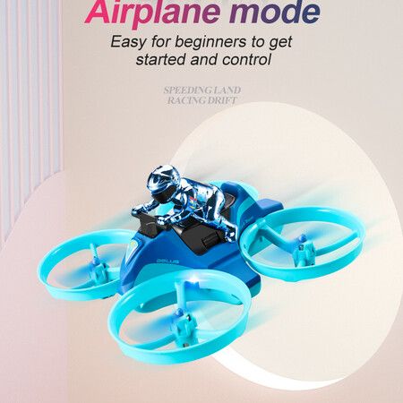 3 In 1 Remote Control Plane, Air Flight/ Driving On Land/Water Driving Waterproof Quadcopter RC Toy-Blue