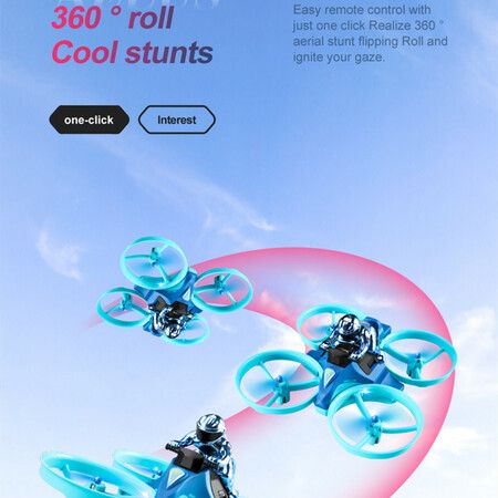 3 In 1 Remote Control Plane, Air Flight/ Driving On Land/Water Driving Waterproof Quadcopter RC Toy-Blue