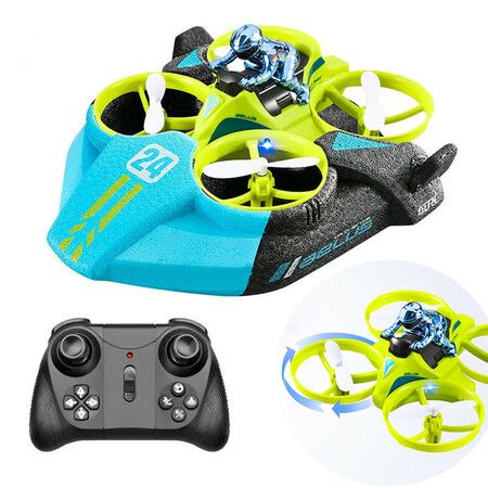 3 In 1 Remote Control Plane, Air Flight/ Driving On Land/Water Driving Waterproof Quadcopter RC Toy-Green